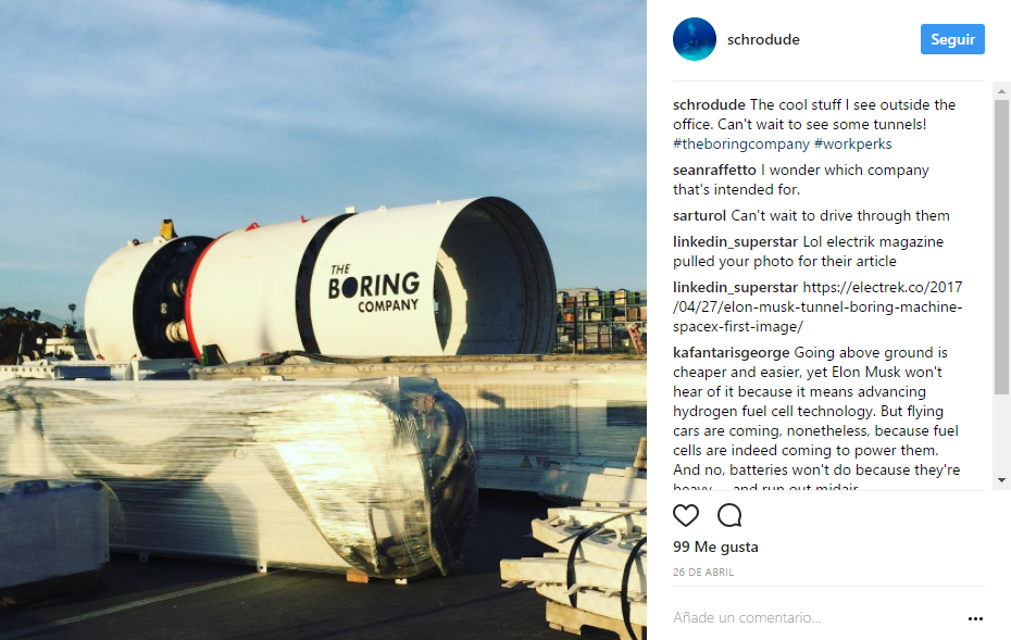 Máquina para hacer túneles tomada de Instagram.